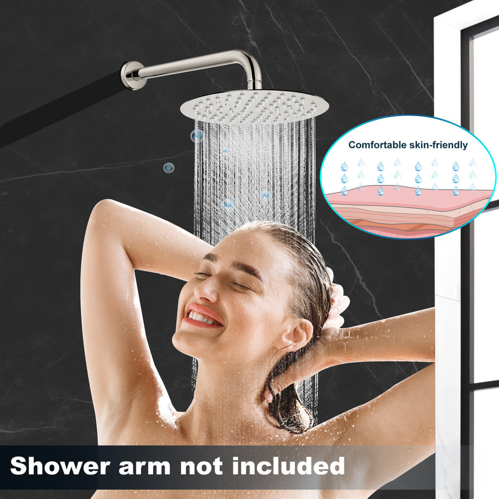 Midanya Round Rainfall Shower Head,6 Inch Stainless Steel High Pressure High Flow Stainless Steel Rainfall Shower Head,Ultra Thin Design High Pressure