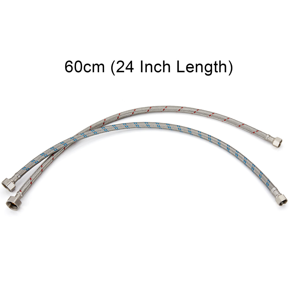 Vataler 24-Inch Braided Stainless Steel Faucet Supply Line – 1/2 Inch Female Connector, Copper