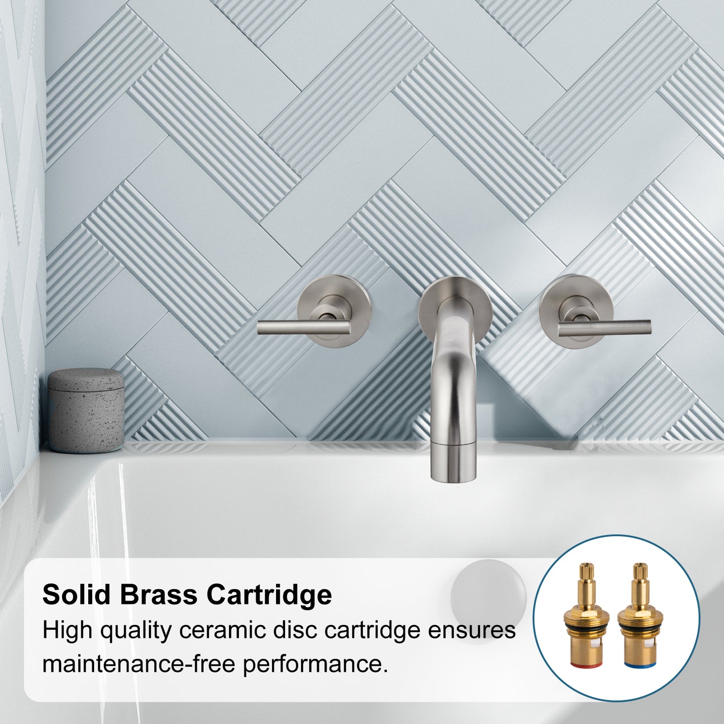 
                  
                    Midanya Brushed Nickel Bathtub Facuet Wall Mount Tub Filler Two Level Handles Long Spout Reach Solid Brass High Flow 3 Hole Bathroom Tub Faucet with Rough in Valve included Roman Tub Faucet
                  
                