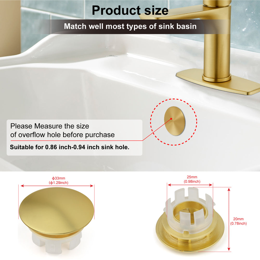 
                  
                    Midanya Bathroom Sink Overflow Cover Basin Trim Brass Insert in Hole Round Caps, Vanity Vessel Sink Basin Overflow Trim Ring, Bathroom Kitchen Sink Overflow Ring, Pack of 1
                  
                