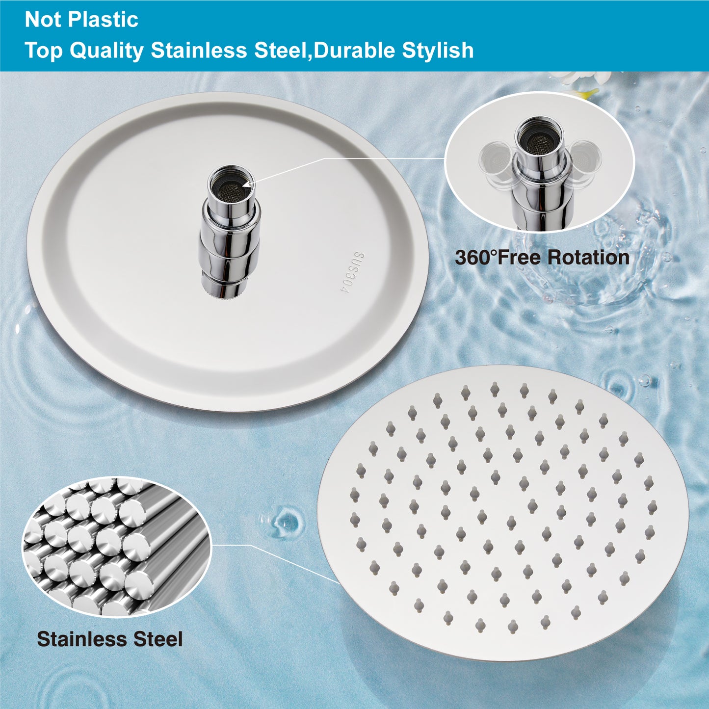 
                  
                    Midanya Round Rainfall Shower Head,16 Inch Stainless Steel High Pressure High Flow Stainless Steel Rainfall Shower Head,Ultra Thin Design High Pressure
                  
                