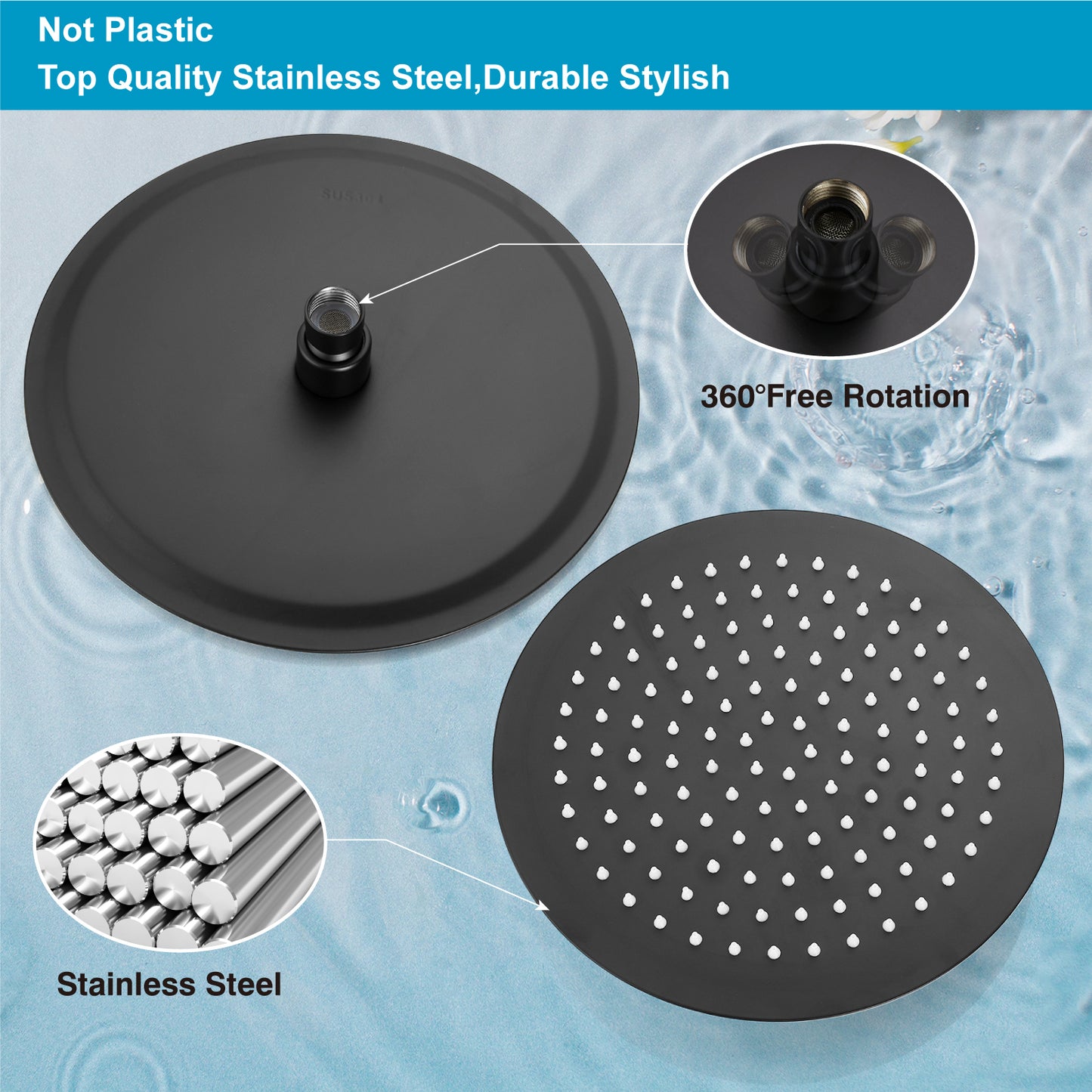 
                  
                    Midanya Round Rainfall Shower Head,16 Inch Stainless Steel High Pressure High Flow Stainless Steel Rainfall Shower Head,Ultra Thin Design High Pressure
                  
                