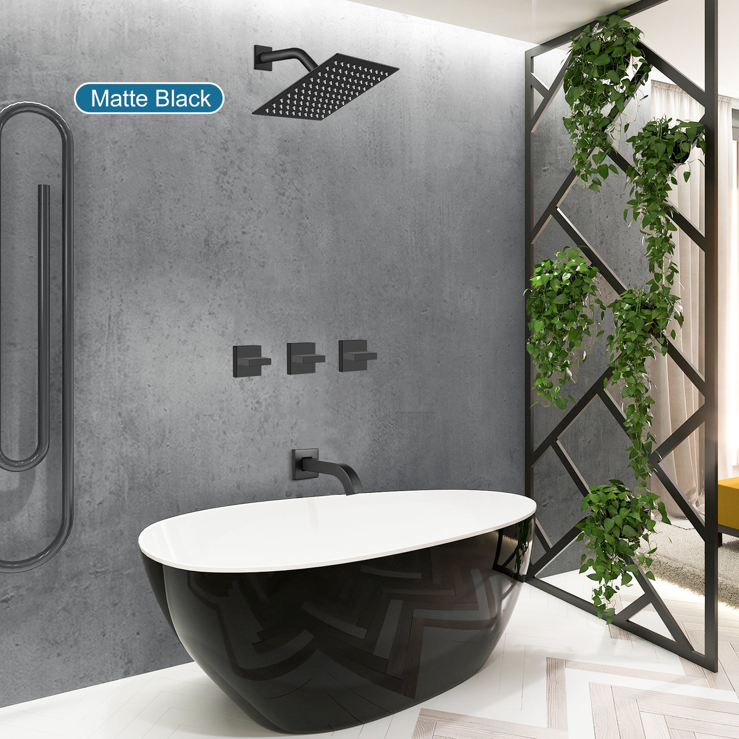 
                  
                    Midanya 3 Handle Tub Shower Faucet with Tub Spout, 8-inch Rainfall Shower Head Combo and Rough-in Valve Wall Mount Bathroom Trim Kit Rainfall Shower System Bathtub Rain Shower Faucet Set
                  
                