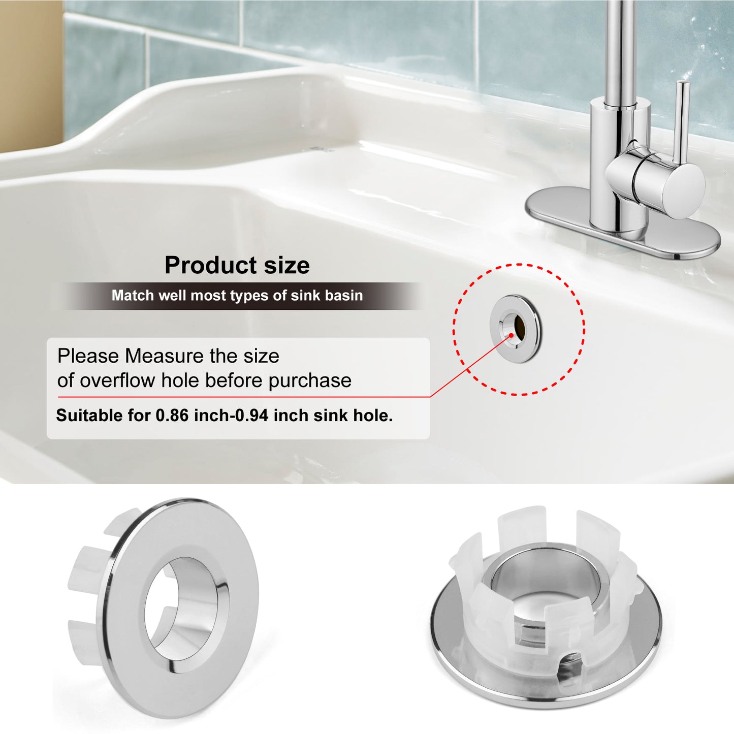 
                  
                    Midanya Brass Insert in Hole Round Caps, 2 Pcs Sink Basin Trim Overflow Cover, Bathroom Kitchen Vanity Vessel Sink Overflow Ring
                  
                