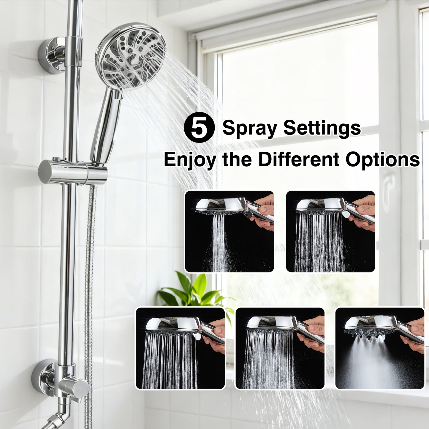 
                  
                    Midanya Retrofit Rain Shower System Wall Mount 8 Inch Rainfall Shower Head with 5-setting Handheld Spray Combo with Slide Bar
                  
                