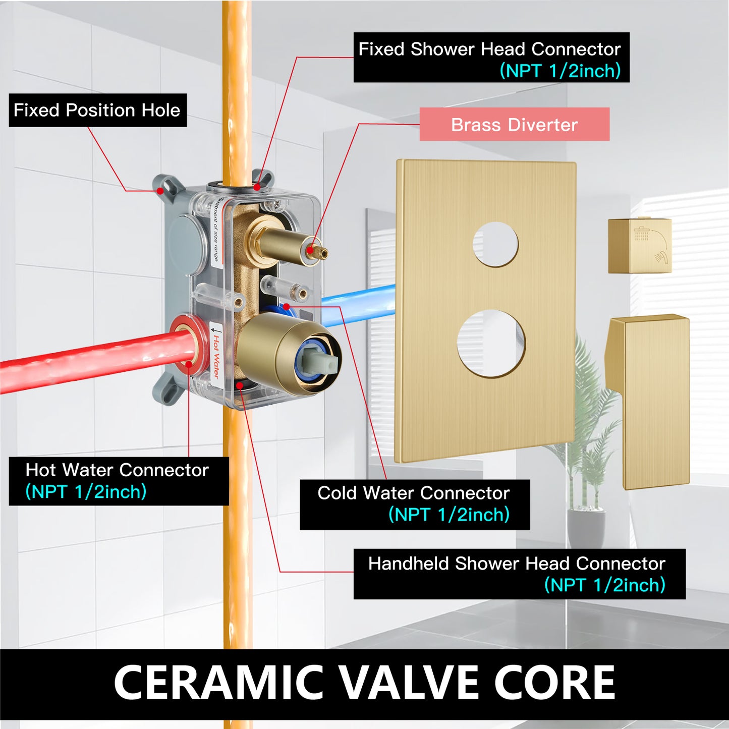 
                  
                    Midanya Rain Shower System Wall Mount Shower Faucet Set 8 Inch Square High Pressure Showerhead with Hand Sprayer Rough-In Valve Body and Trim Included Mixer Shower Combo Set Bathroom
                  
                