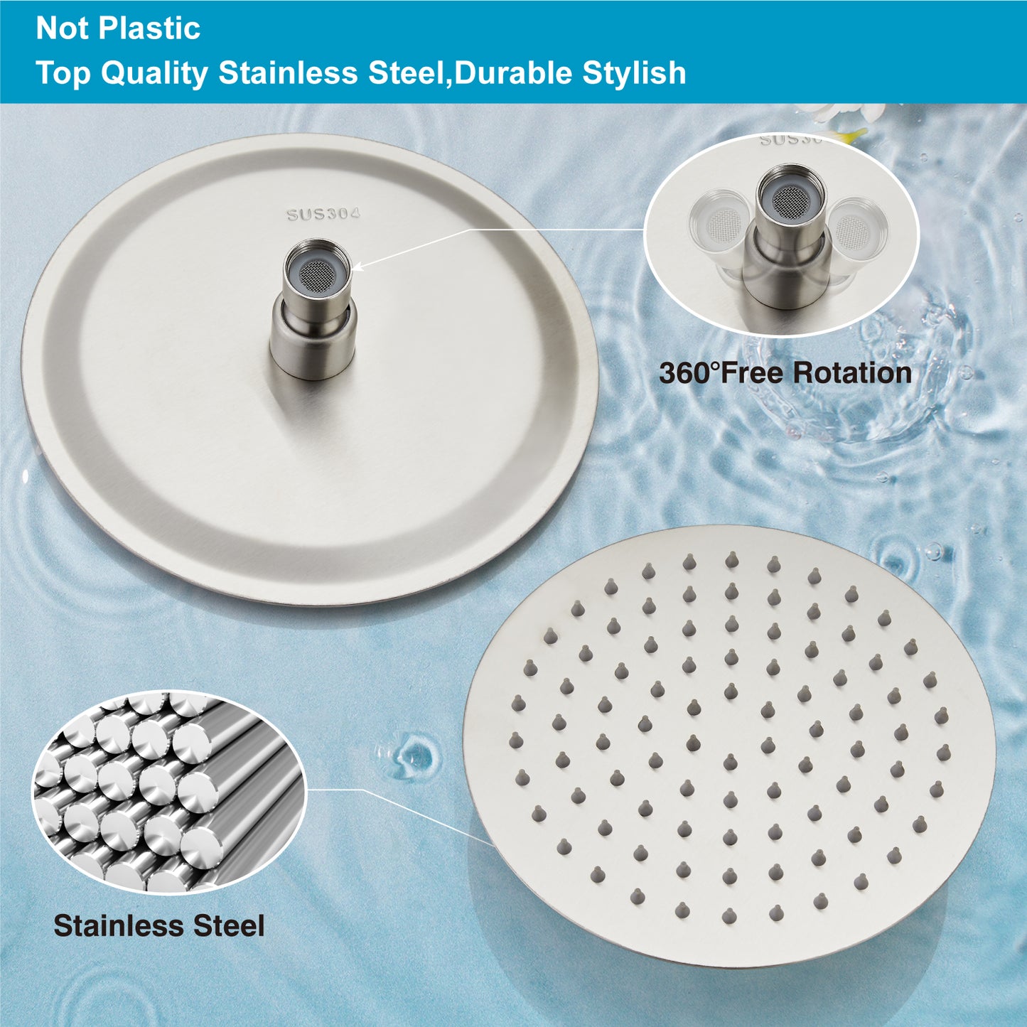 
                  
                    Midanya Round Rainfall Shower Head,16 Inch Stainless Steel High Pressure High Flow Stainless Steel Rainfall Shower Head,Ultra Thin Design High Pressure
                  
                