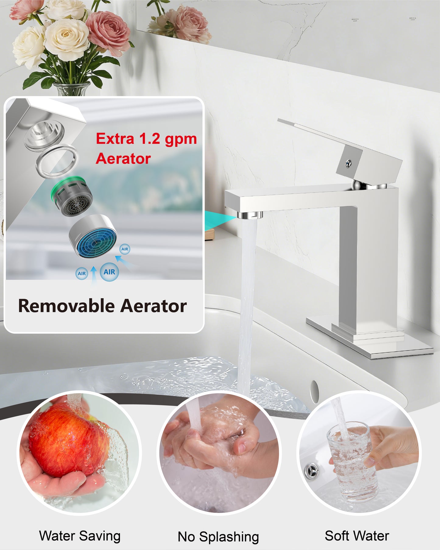 
                  
                    Midanya Bathroom Sink Faucet 1 Hole Single Handle Deck Mount Lavatory Mixer Tap with Cover Plate and Pop-up Drain One Lever Stainless Steel SUS304 Commercial
                  
                