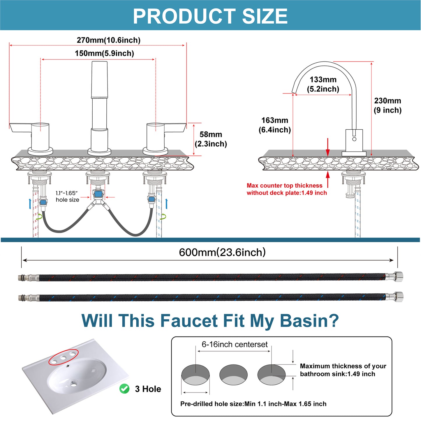 
                  
                    Midanya 8 inch Widespread Bathroom Sink Faucet,Modern Waterfall 3 Hole 2 Handles Bathroom Faucet 8" Vanity Faucets with Pop Up Drain and Water Supply Lines
                  
                