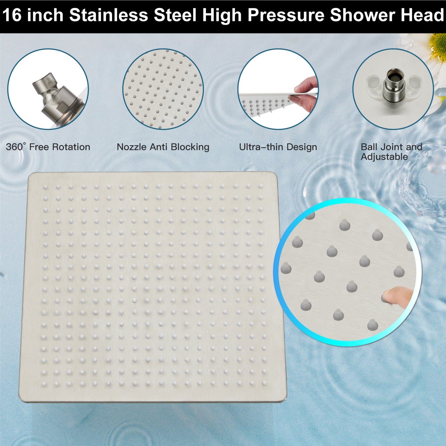 
                  
                    Midanya Rain Shower System Wall Mount Shower Faucet Set 16 Inch Square High Pressure Showerhead with Hand Sprayer Rough-In Valve Body and Trim Included Mixer Shower Combo Set Bathroom
                  
                