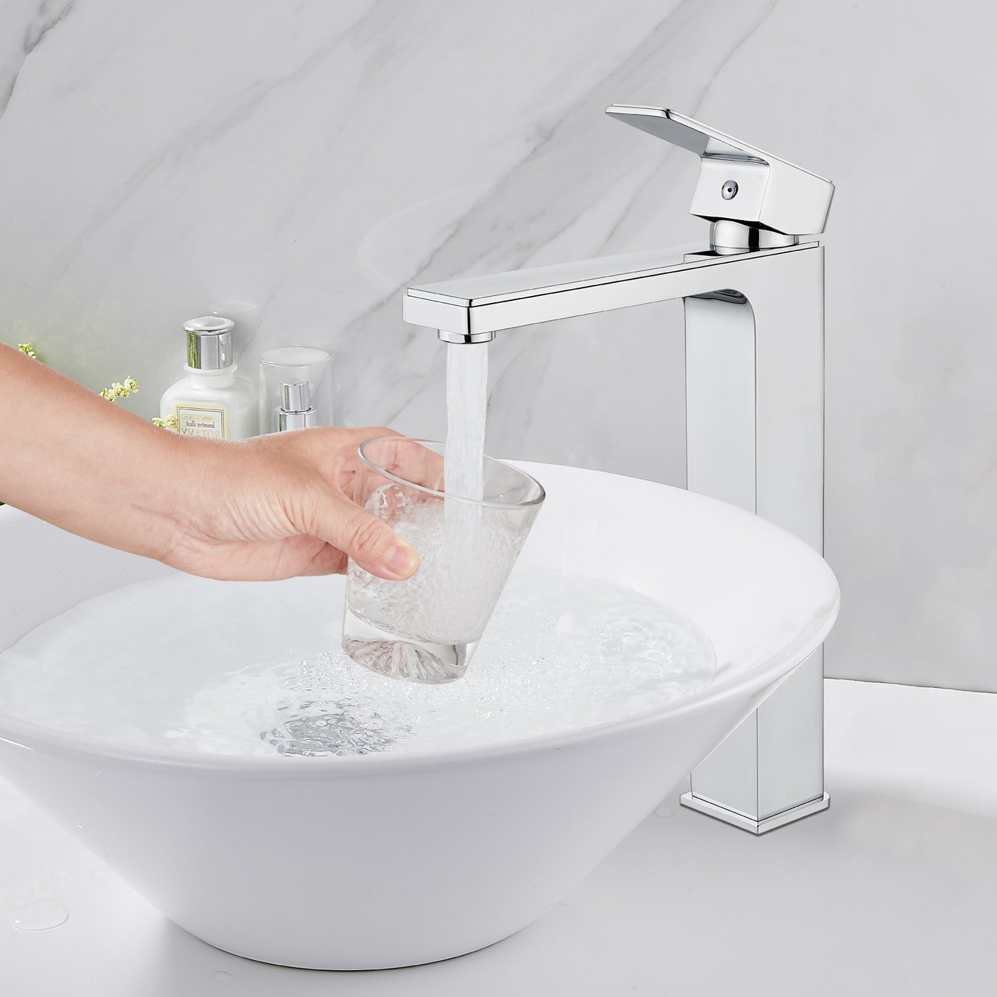 
                  
                    Bathroom Vessel Bowl Sink Faucet Tall Body Single Handle Lavatory Vanity Mixer Bar Tap with Pop Up Drain Tall Spout Single Hole Deck Mount Brass
                  
                