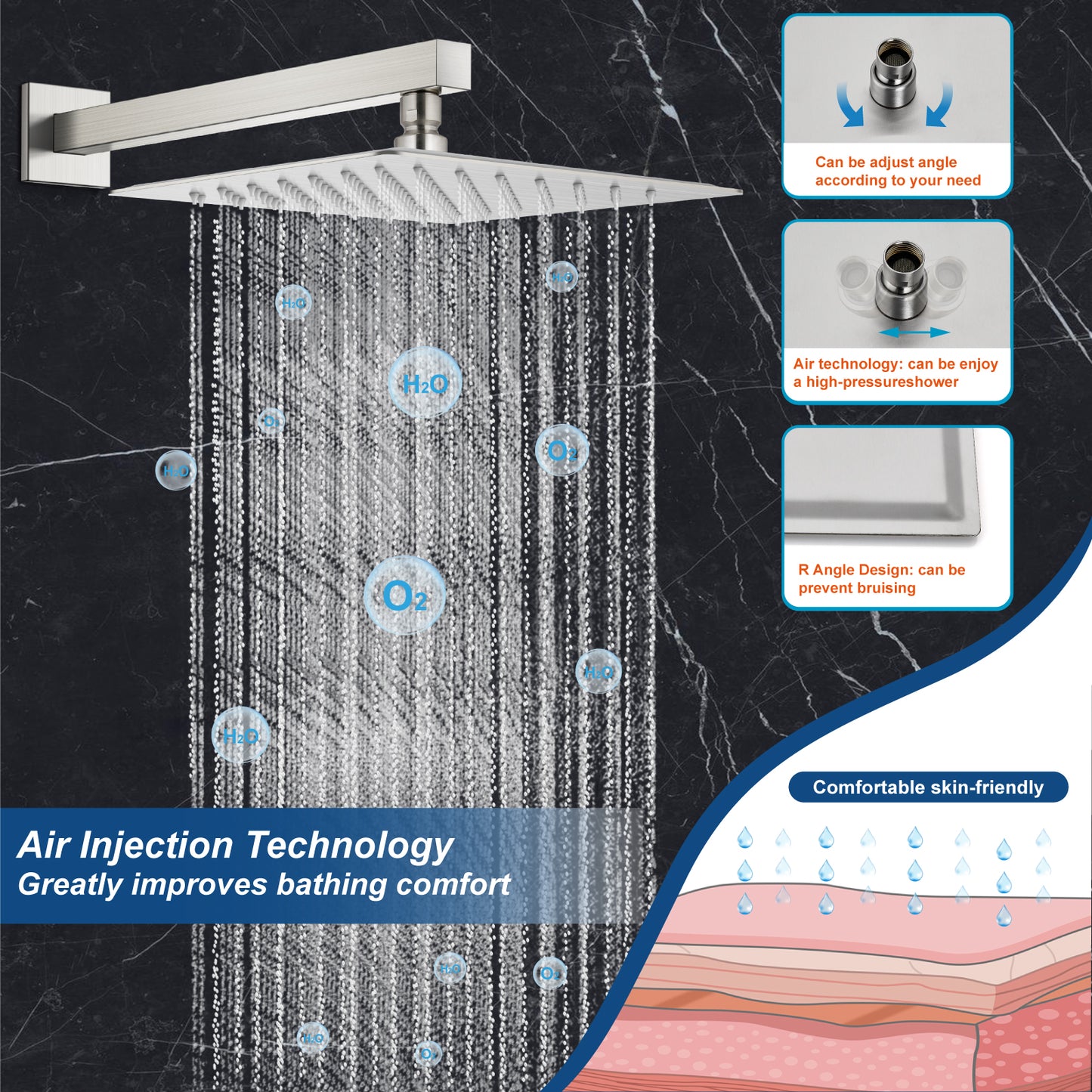 
                  
                    Midanya Rain Shower System 10 inch Tub Shower Faucet Set Square Rainfall Head with Handheld Sprayer and Waterfall Tub Spout Combo,Wall Mount
                  
                