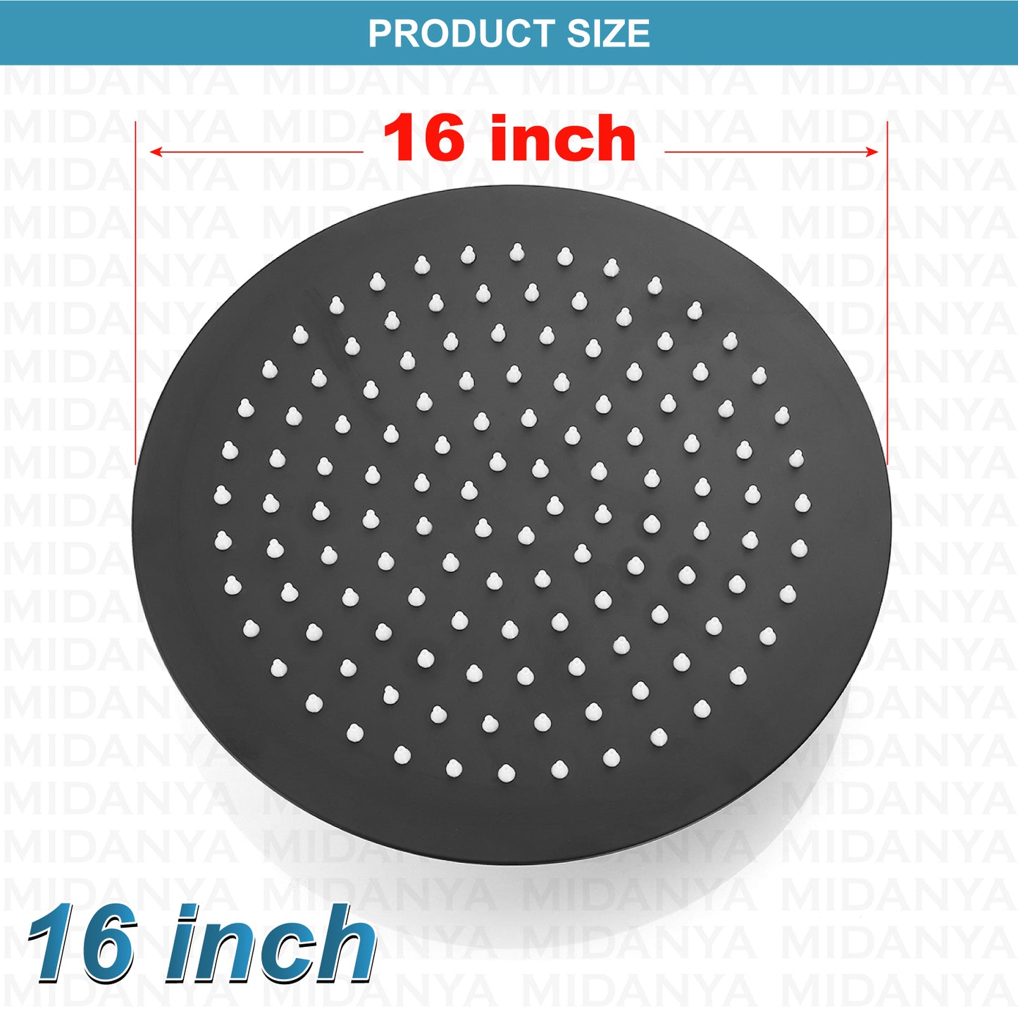 
                  
                    Midanya Round Rainfall Shower Head,16 Inch Stainless Steel High Pressure High Flow Stainless Steel Rainfall Shower Head,Ultra Thin Design High Pressure
                  
                