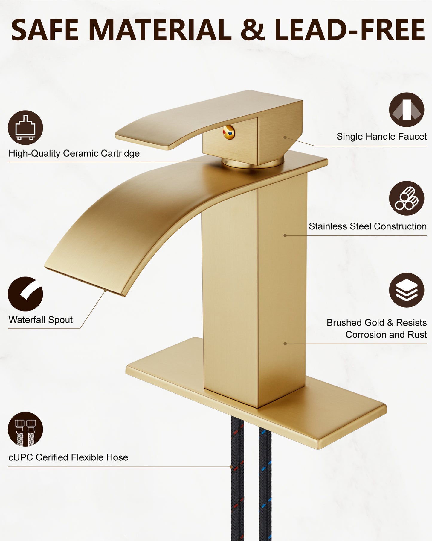 
                  
                    Midanya Bathroom Sink Faucet Waterfall Spout Single Handle 1 Hole Deck Mount Mixer Tap Lavatory Vanity Sink Faucet Commercial with Deck Plate and Pop Up Drain
                  
                