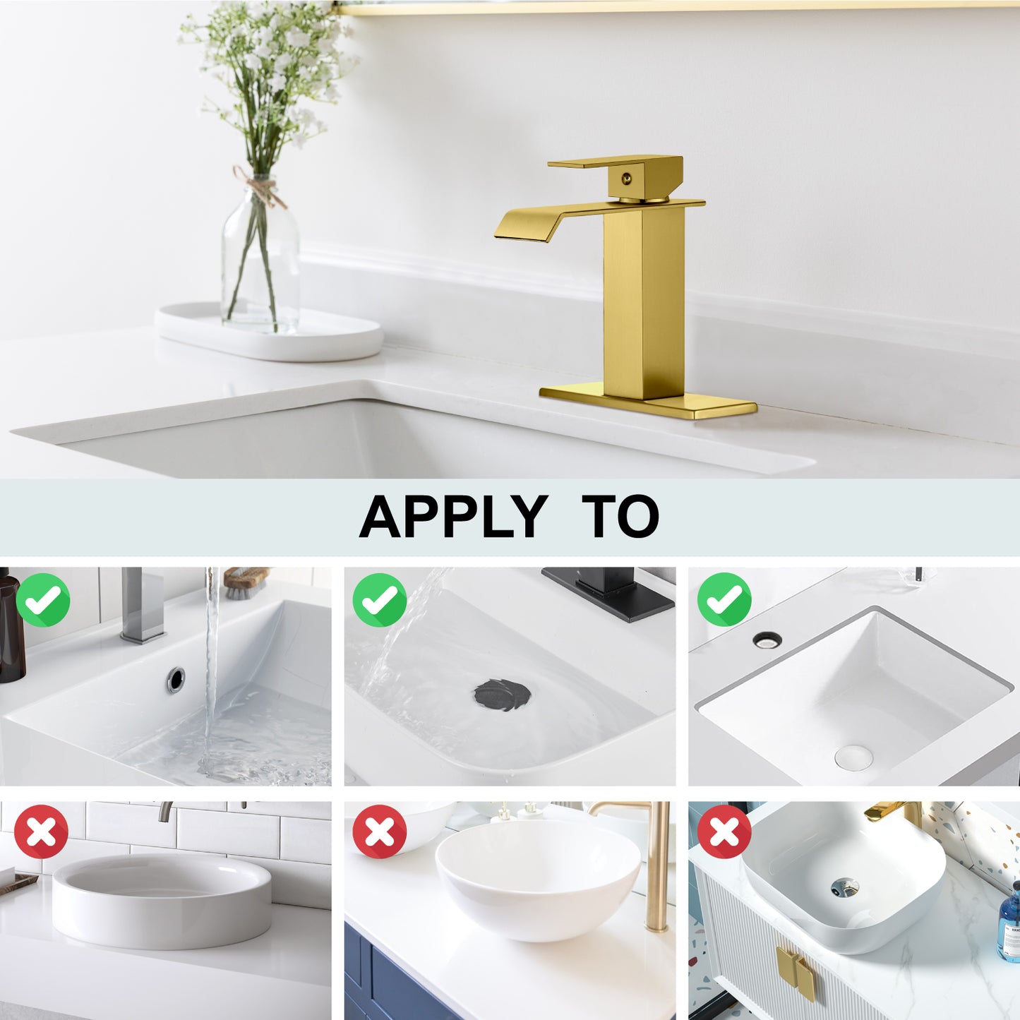 
                  
                    Midanya Waterfall Bathroom Sink Faucet Single Hole 1 Handle Deck Mount 1or 3 Hole Commercial Mixer Tap Lavatory Vanity Faucet with Deck Plate and Pop Up Drain
                  
                
