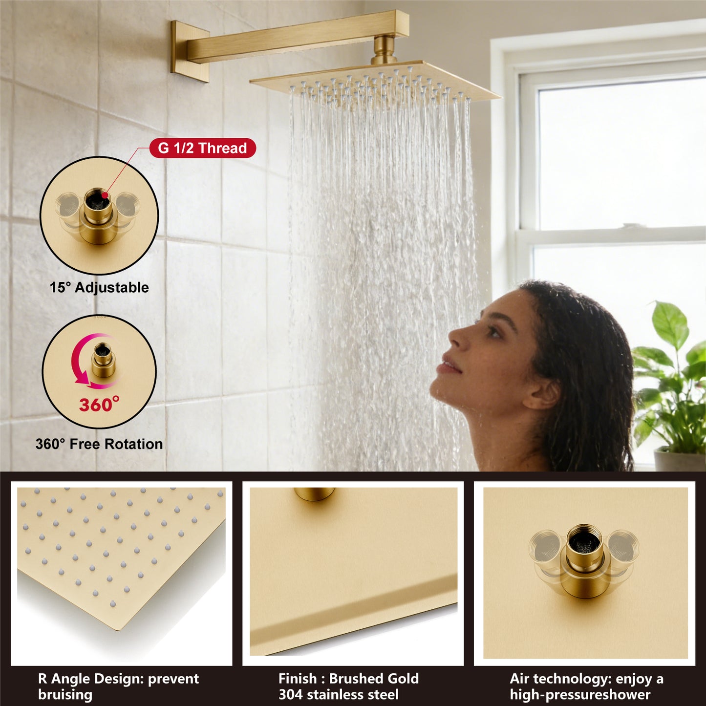 
                  
                    Midanya Rain Shower System Tub Shower Faucet Set 12 Inch Square Rainfall Shower Head with Handheld Sprayer and Waterfall Tub Spout Rough-in Valve Shower Mixer Combo
                  
                