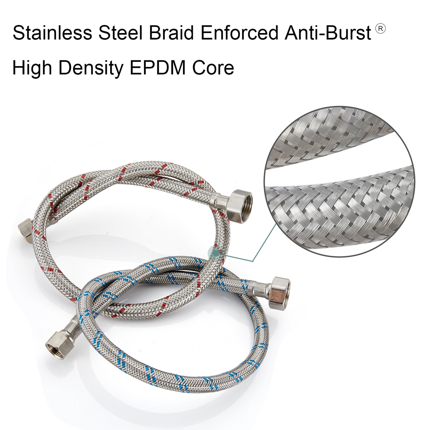 
                  
                    Midanya Faucet Hose Connector, Braided SUS304 Stainless Steel Water Supply Line, 3/8-Inch Female Compression Thread x 1/2 Inch I.P. Female Straight Thread, x 2 Pcs, (1 Pair)
                  
                