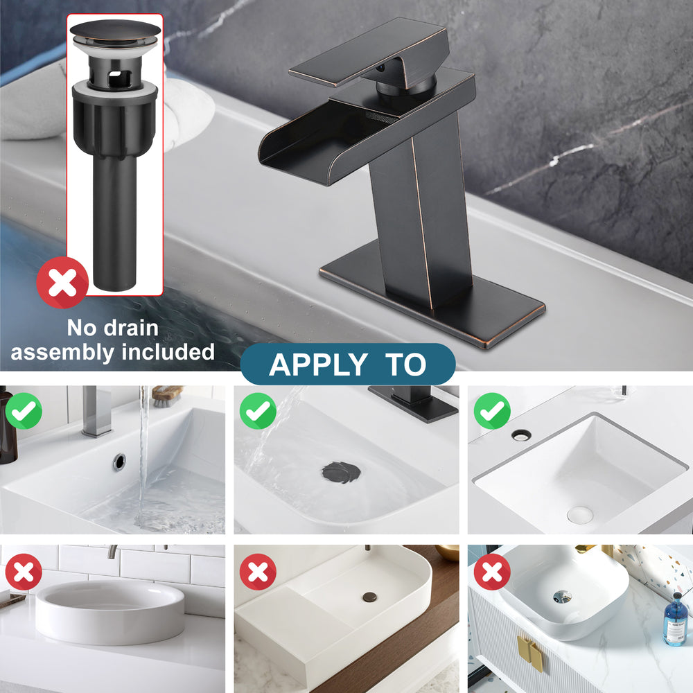 
                  
                    Midanya Waterfall Bathroom Faucet 1 Hole Single Handle Sink Vanity 4 inch Faucet Wide Mouth Spout with Deck Mount Plate & Water Supply Lines Hose Lavatory Modern Commercial Mixer Tap
                  
                