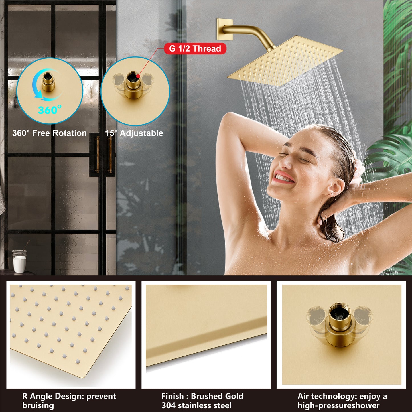 
                  
                    Midanya Rain Shower System Tub Shower Faucet Set 8 Inch Square Rainfall Shower Head with Handheld Sprayer and Waterfall Tub Spout Rough-in Valve Shower Mixer Combo
                  
                