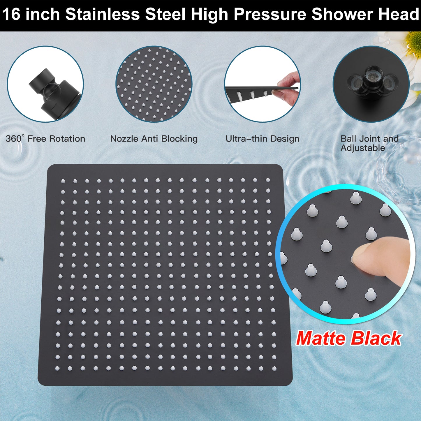 
                  
                    Midanya Rain Shower System Wall Mount Shower Faucet Set 16 Inch Square High Pressure Showerhead with Hand Sprayer Rough-In Valve Body and Trim Included Mixer Shower Combo Set Bathroom
                  
                