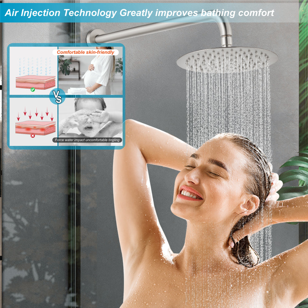 
                  
                    Midanya 3 Handle Tub Shower Faucet with Tub Spout,8-inch Rainfall Bathtub Rain Shower Faucet Set and Rough-in Valve Wall Mount Bathroom Trim Kit Shower System, Round Shower Head
                  
                