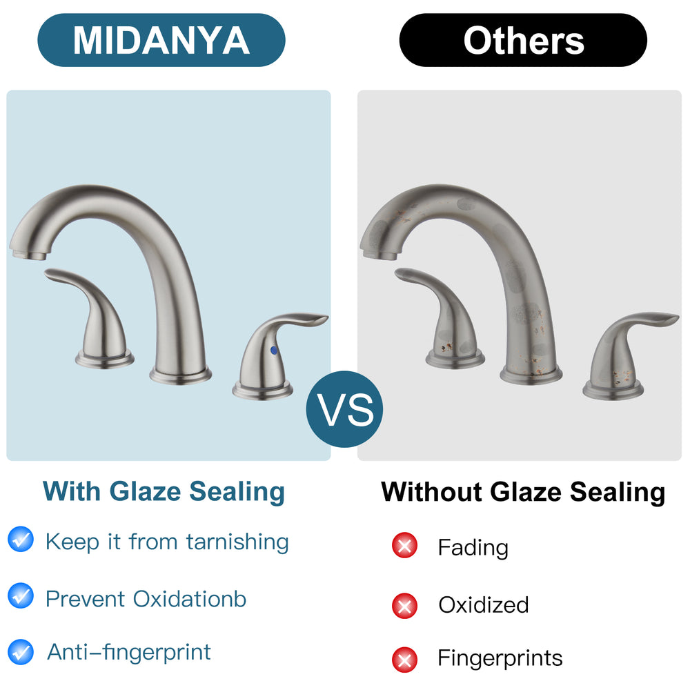 
                  
                    Midanya Bathroom Sink Faucet Widespread 2 Handle 3 Hole Bathroom Faucet Double Handle Faucet with Pop Up Drain and Water Supply Lines Low Arc Mixing Tap
                  
                