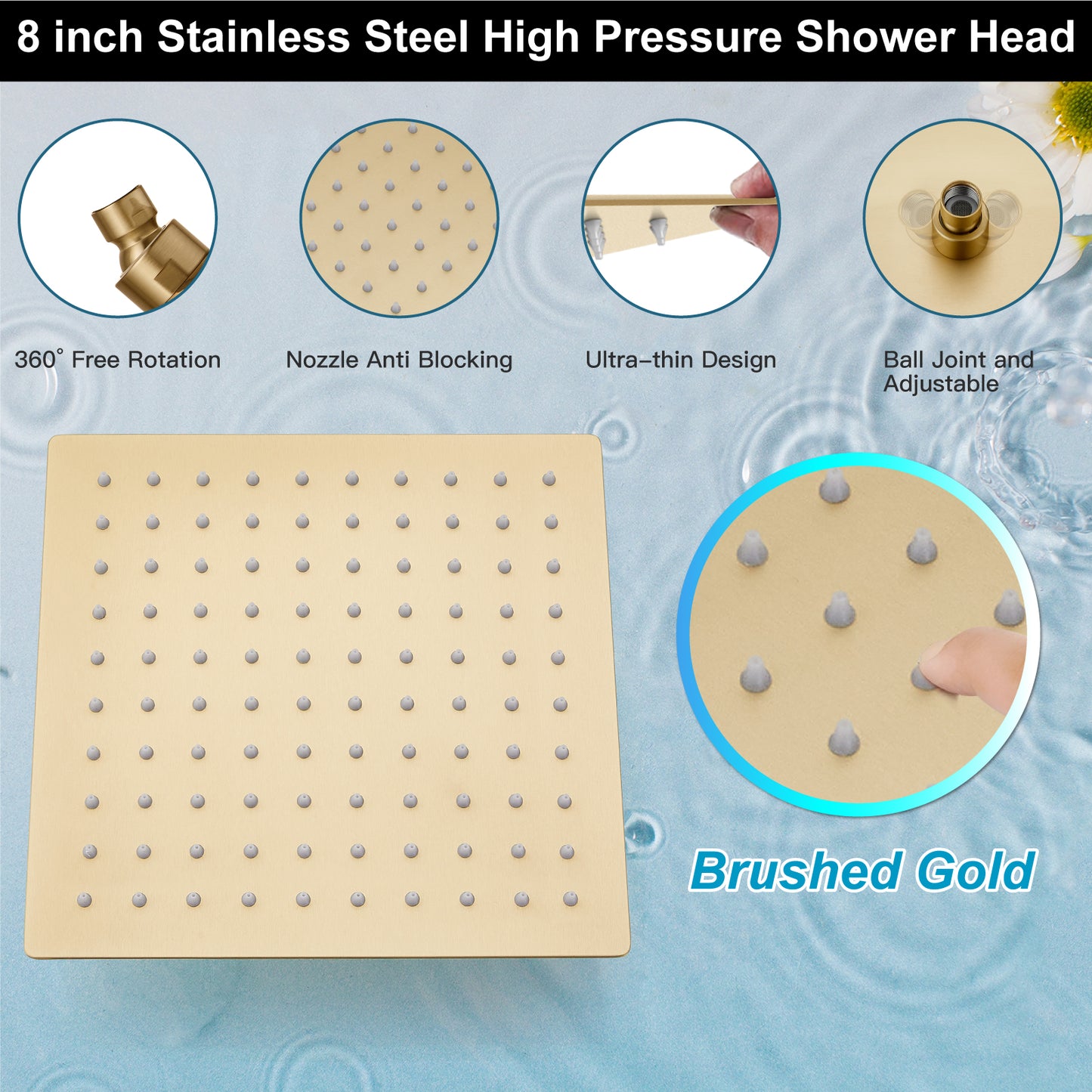 
                  
                    Midanya Rain Shower System Wall Mount Shower Faucet Set 8 Inch Square High Pressure Showerhead with Hand Sprayer Rough-In Valve Body and Trim Included Mixer Shower Combo Set Bathroom
                  
                