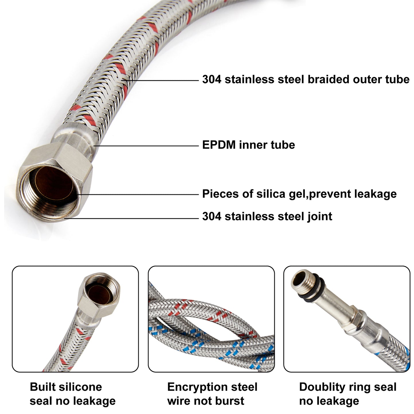 
                  
                    Midanya Faucet Connector, Braided Stainless Steel Supply Hose 3/8-Inch Female Compression Thread x M10 Male Connector, x 2 Pcs (1 Pair)
                  
                