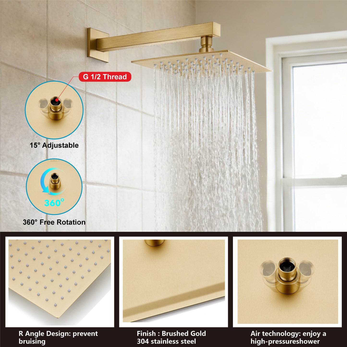
                  
                    Midanya Rain Shower System Tub Shower Faucet Set 10 Inch Square Rainfall High Pressure Shower Head with Handheld Sprayer and Waterfall Tub Spout Rough-in Valve Shower Mixer Combo
                  
                