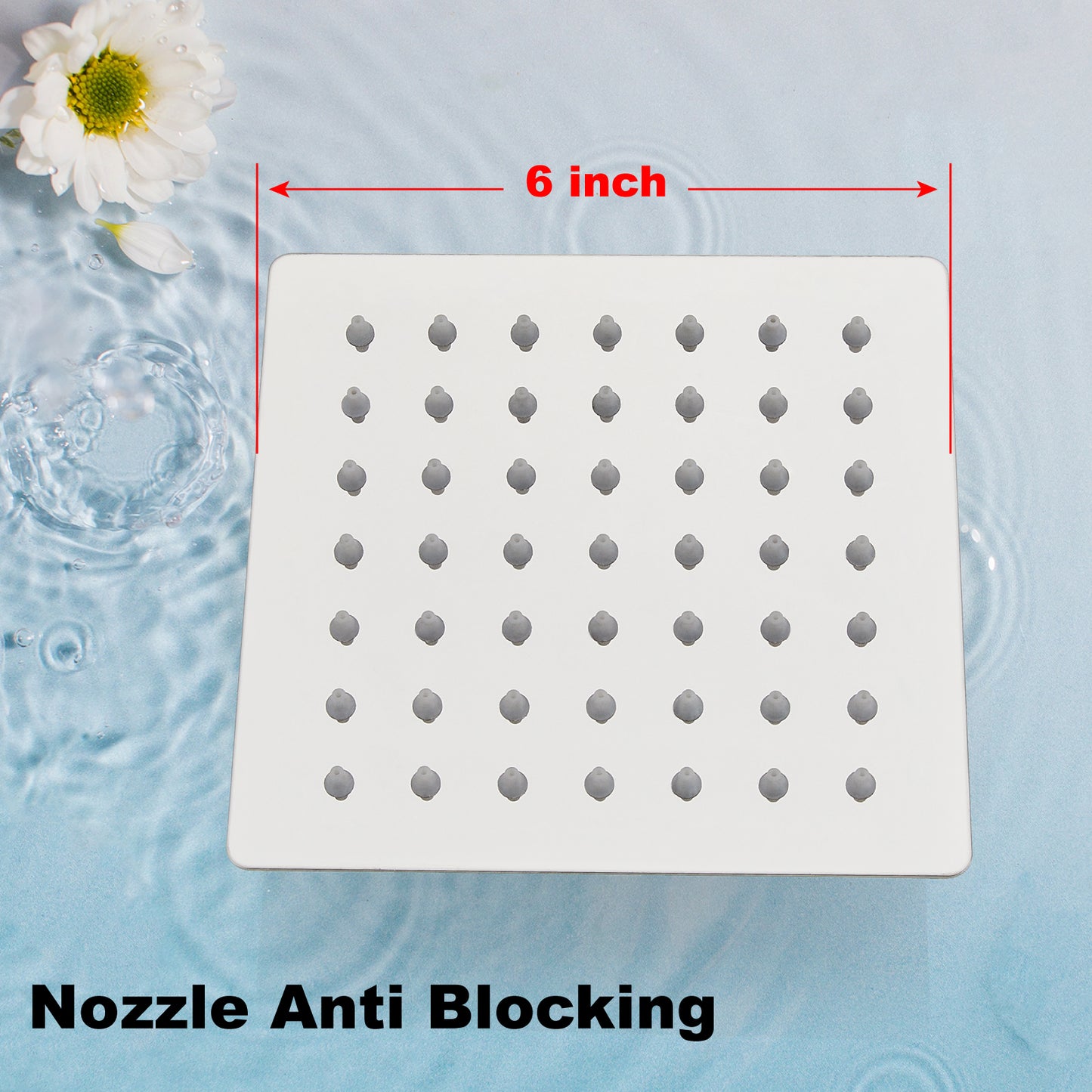 
                  
                    Midanya 6 inch Rainfall Shower Head Square Stainless Steel Rain Showerhead High Pressure Waterfall Crackproof Coverage with Silicone Nozzle 1/16" Ultra Thin Design Swivel Connector
                  
                