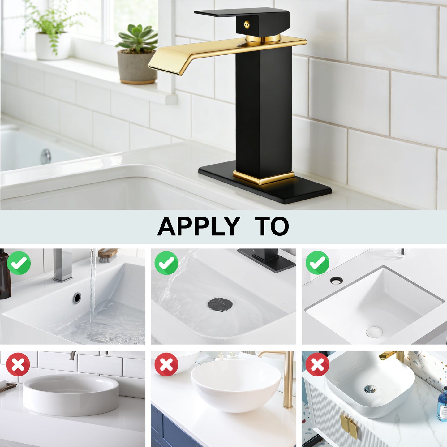 
                  
                    Midanya Waterfall Bathroom Sink Faucet Single Hole 1 Handle Deck Mount 1or 3 Hole Commercial Mixer Tap Lavatory Vanity Faucet with Deck Plate and Pop Up Drain
                  
                