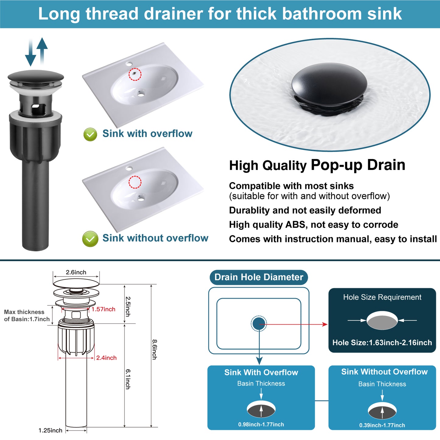 
                  
                    Midanya Waterfall Bathroom Faucets, Single Handle 1 Hole Bathroom Sink Faucet Modern RV Vanity Restroom Lavatory Basin Faucet with Pop Up Drain,Tall Body
                  
                
