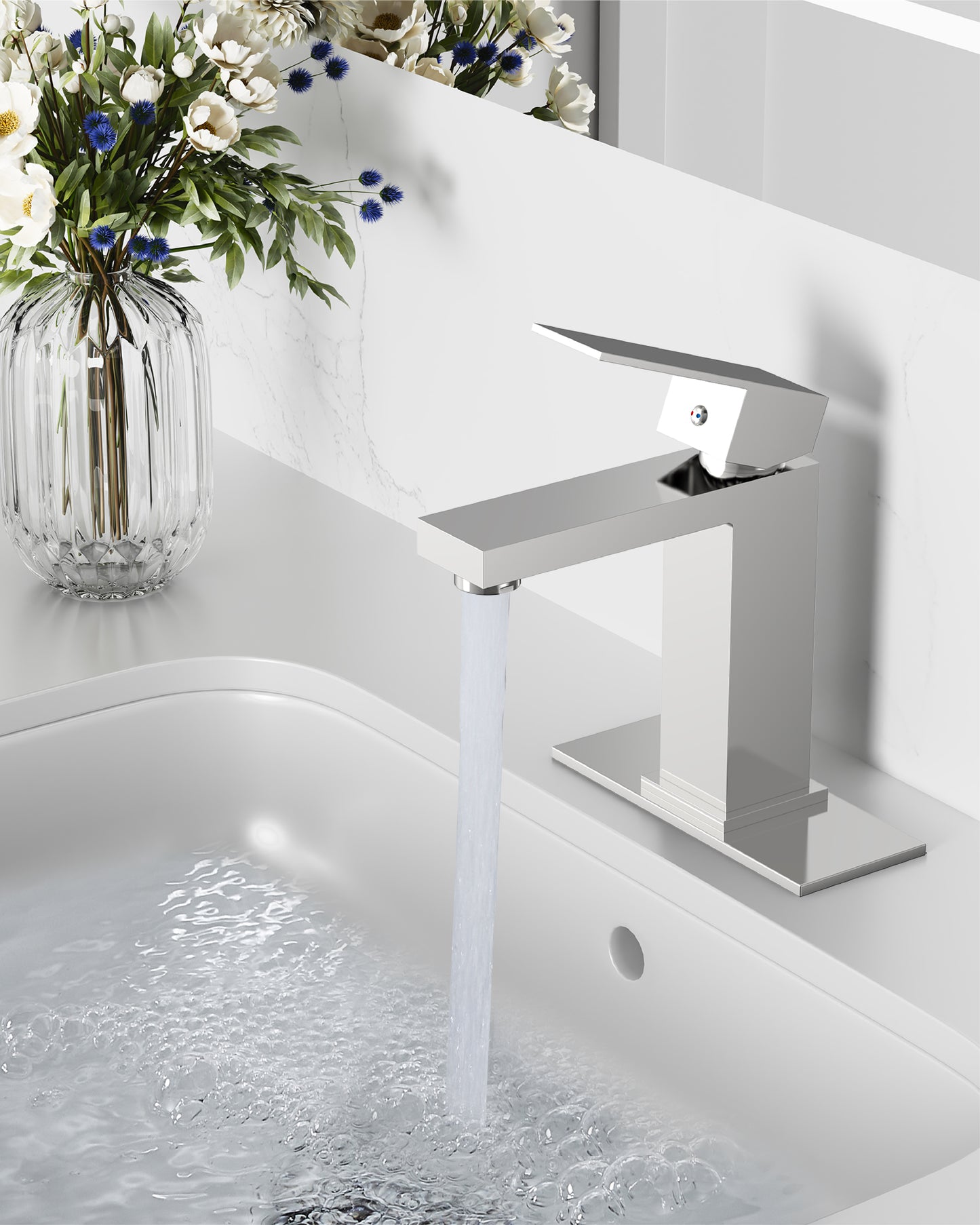 
                  
                    Midanya Bathroom Sink Faucet 1 Hole Single Handle Deck Mount Lavatory Mixer Tap with Cover Plate and Pop-up Drain One Lever Stainless Steel SUS304 Commercial
                  
                