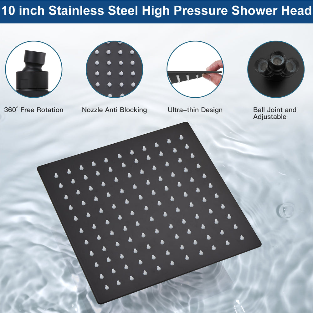 
                  
                    Midanya Rain Shower System Tub Shower Faucet Set Square Rainfall Head with Handheld Sprayer and Waterfall Tub Spout Combo,Wall Mount 10 Inch, Matte Black
                  
                