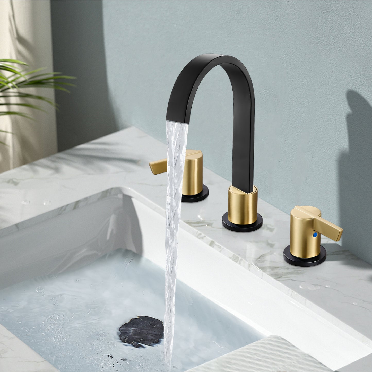 
                  
                    Midanya 8 inch Widespread Bathroom Sink Faucet,Modern Waterfall 3 Hole 2 Handles Bathroom Faucet 8" Vanity Faucets with Pop Up Drain and Water Supply Lines
                  
                