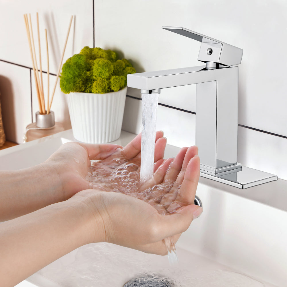 
                  
                    Midanya Bathroom Sink Faucet One Hole Single Handle Deck Mount Lavatory Bathroom Faucet with Water Supply Lines Without Drain
                  
                