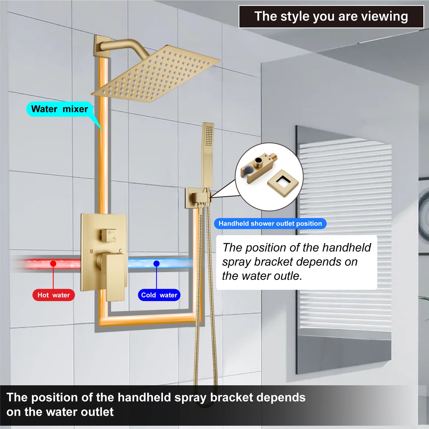 
                  
                    Midanya Rain Shower System Wall Mount Shower Faucet Set 8 Inch Square High Pressure Showerhead with Hand Sprayer Rough-In Valve Body and Trim Included Mixer Shower Combo Set Bathroom
                  
                