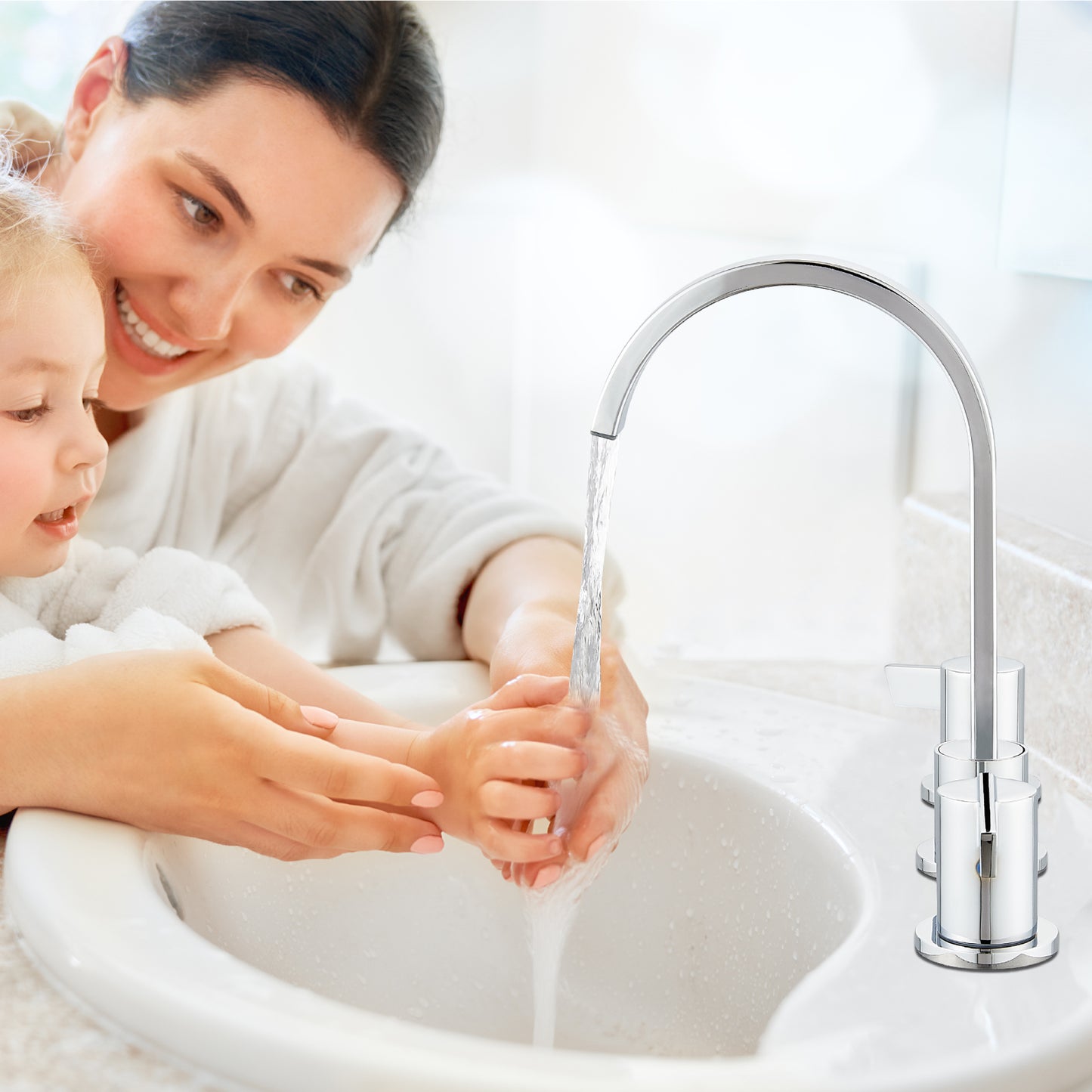 
                  
                    Midanya 8 inch Widespread Bathroom Sink Faucet,Modern Waterfall 3 Hole 2 Handles Bathroom Faucet 8" Vanity Faucets with Pop Up Drain and Water Supply Lines
                  
                