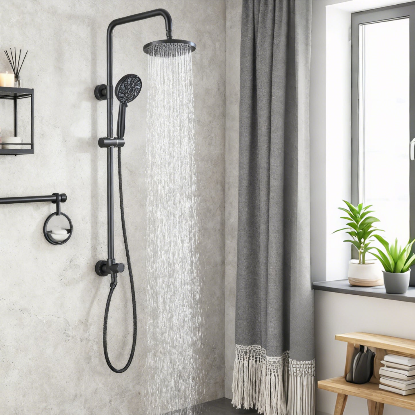 
                  
                    Midanya Retrofit Rain Shower System Wall Mount 8 Inch Rainfall Shower Head with 5-setting Handheld Spray Combo with Slide Bar
                  
                