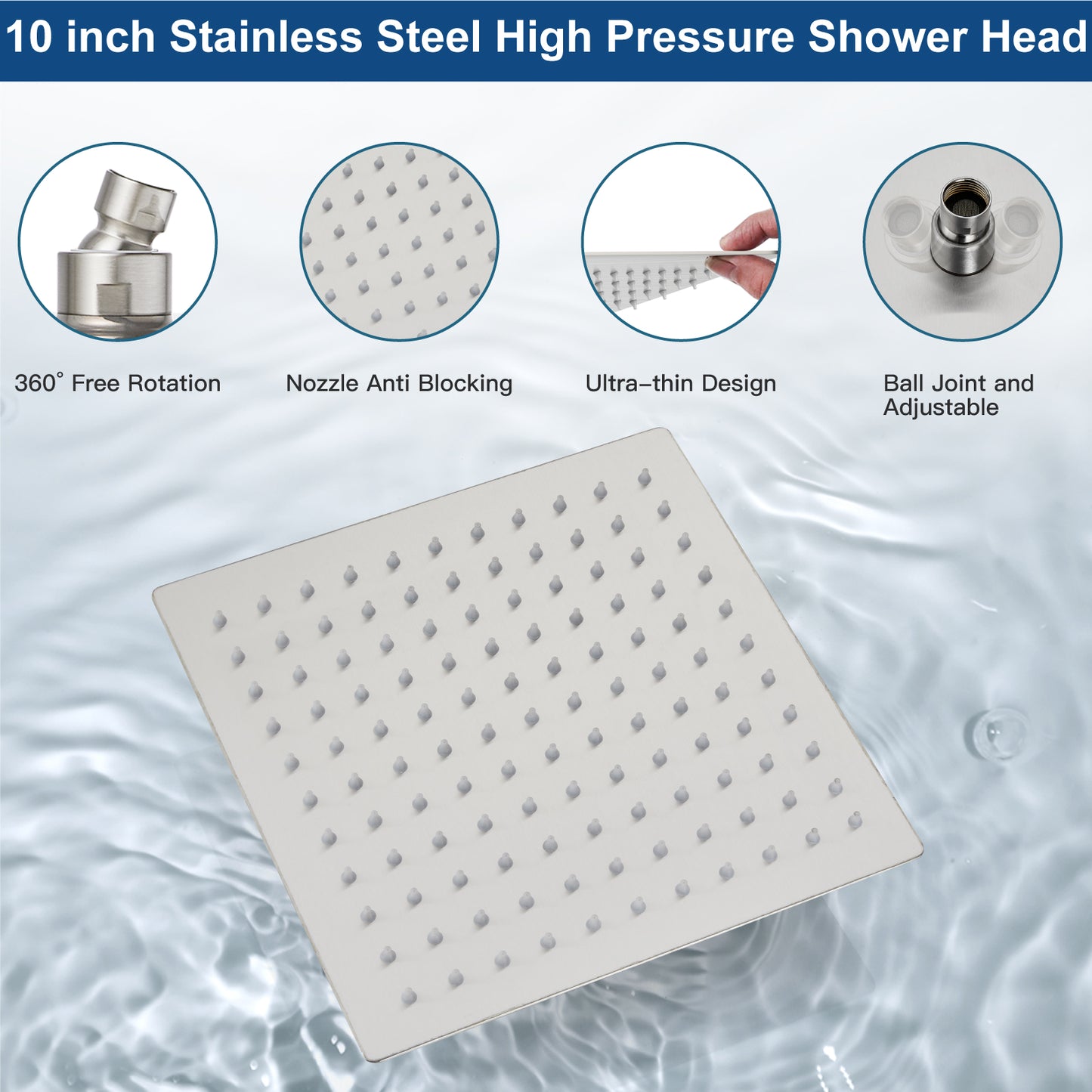 
                  
                    Midanya Rain Shower System 10 inch Tub Shower Faucet Set Square Rainfall Head with Handheld Sprayer and Waterfall Tub Spout Combo,Wall Mount
                  
                