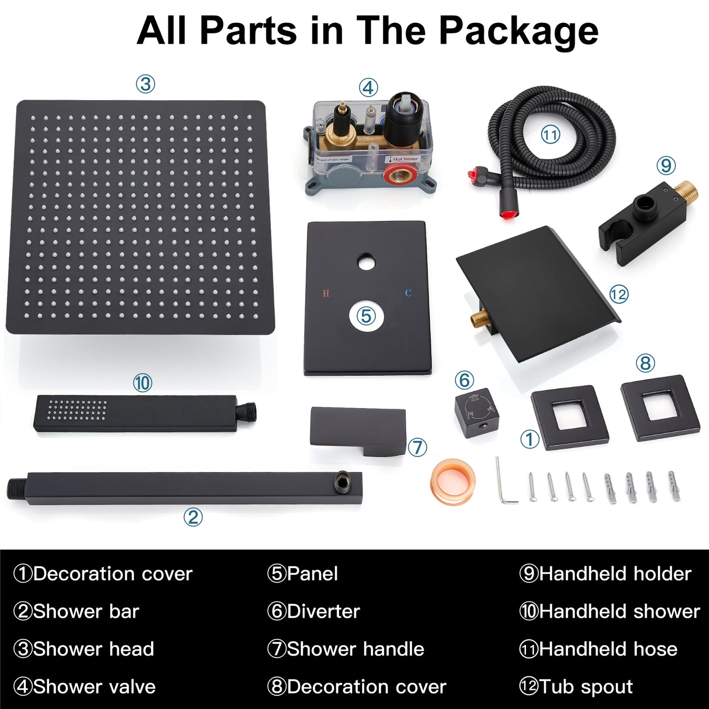 
                  
                    Midanya Rain Shower System Tub Shower Faucet Set 16 Inch Square Rainfall High Pressure Shower Head with Handheld Sprayer and Waterfall Tub Spout Rough-in Valve Shower Mixer Combo
                  
                