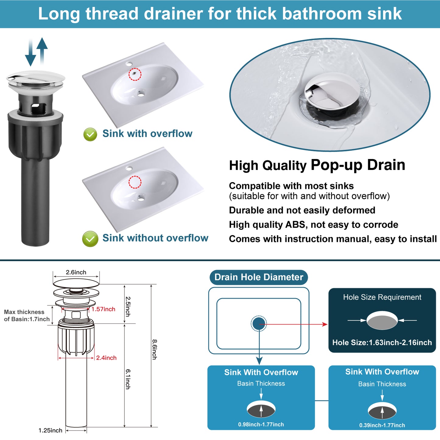 
                  
                    Midanya Bathroom Sink Faucet Single Handle, RV Small Vanity Faucet Wet Bar Pre-Kitchen Farmhouse with 360°Rotation Spout and Deck Plate, Supply Hoses and Pop-up Drain
                  
                