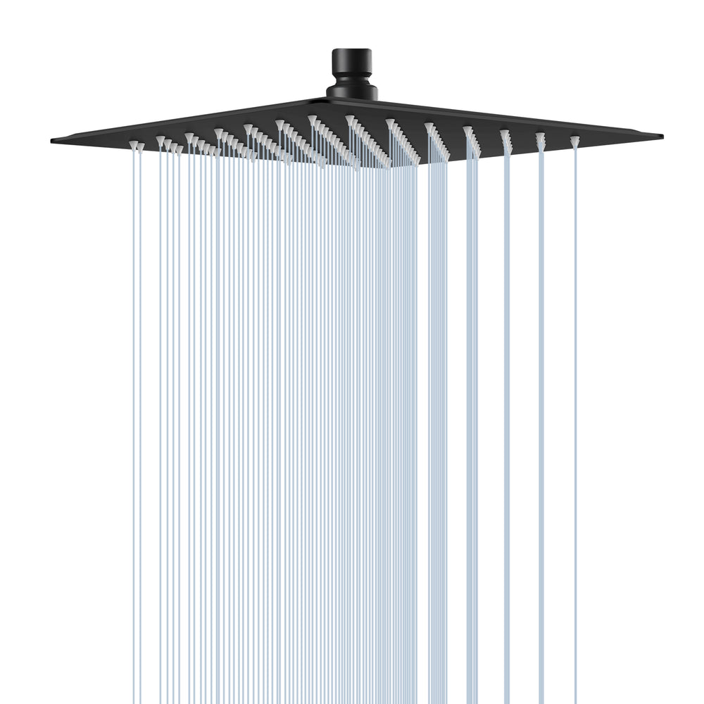Midanya 10 inch Rainfall Shower Head Square Stainless Steel Rain Showerhead High Pressure Waterfall Crackproof Coverage with Silicone Nozzle 1/16" Ultra Thin Design Swivel Connector