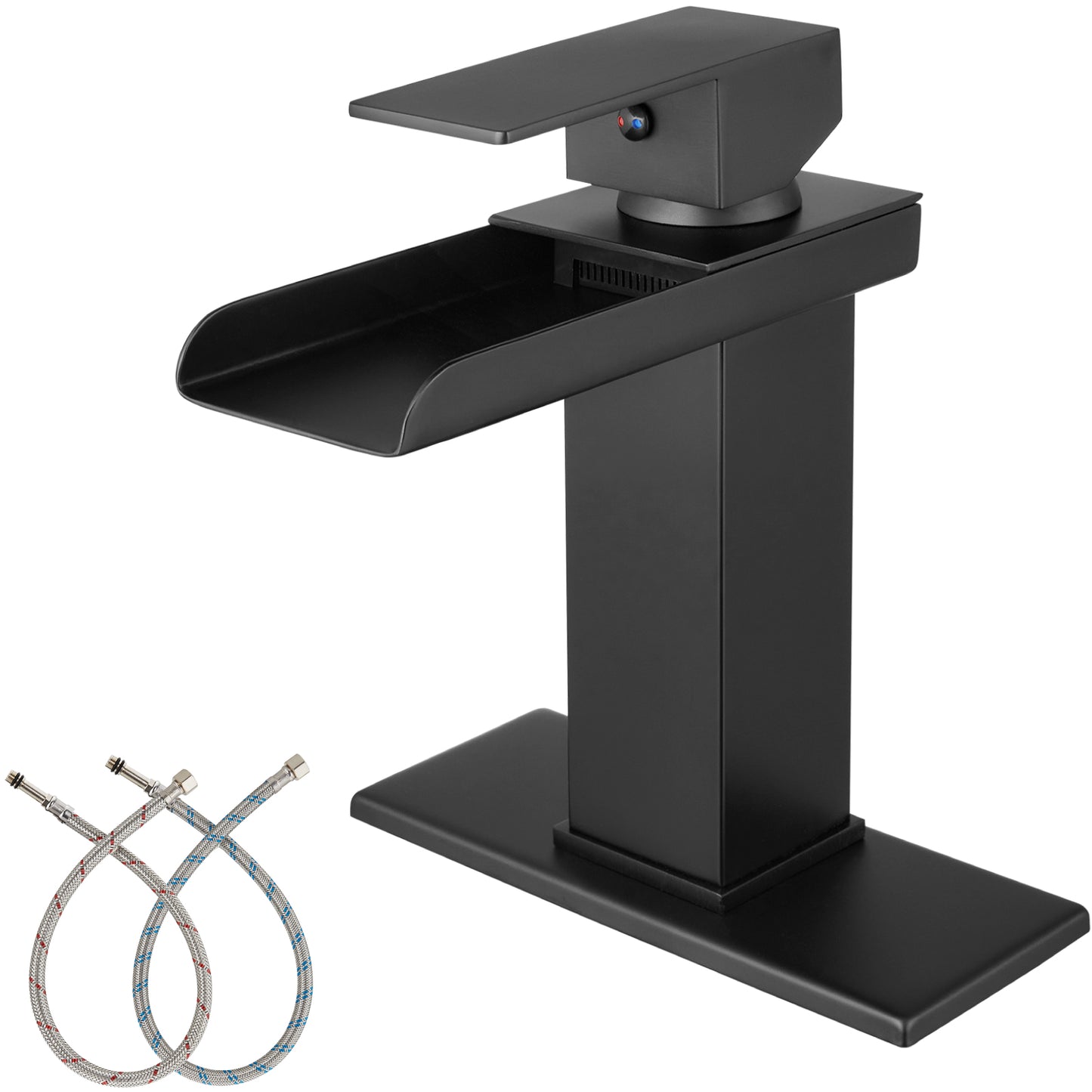 
                  
                    Midanya Waterfall Bathroom Faucet 1 Hole Single Handle Sink Vanity 4 inch Faucet Wide Mouth Spout with Deck Mount Plate & Water Supply Lines Hose Lavatory Modern Commercial Mixer Tap
                  
                