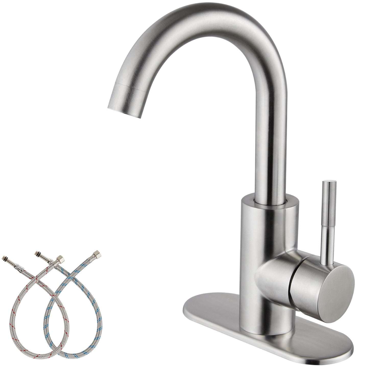 
                  
                    Midanya Single Handle Bathroom Sink Faucet, Wet Bar Pre-Kitchen Farmhouse RV Small Vanity Faucet with 360°Rotation Spout with Deck Plate and Supply Hoses
                  
                