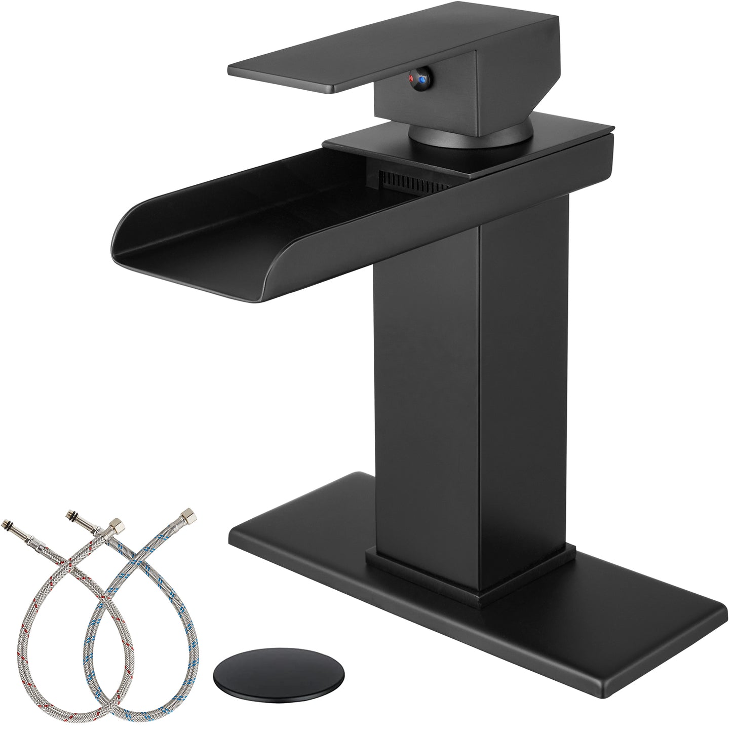 
                  
                    Midanya Waterfall Bathroom Faucet 1 Hole Single Handle Sink Vanity Faucet Wide Mouth Spout with with Pop Up Drain and Deck Mount Plate Lavatory Modern Commercial Mixer Tap
                  
                