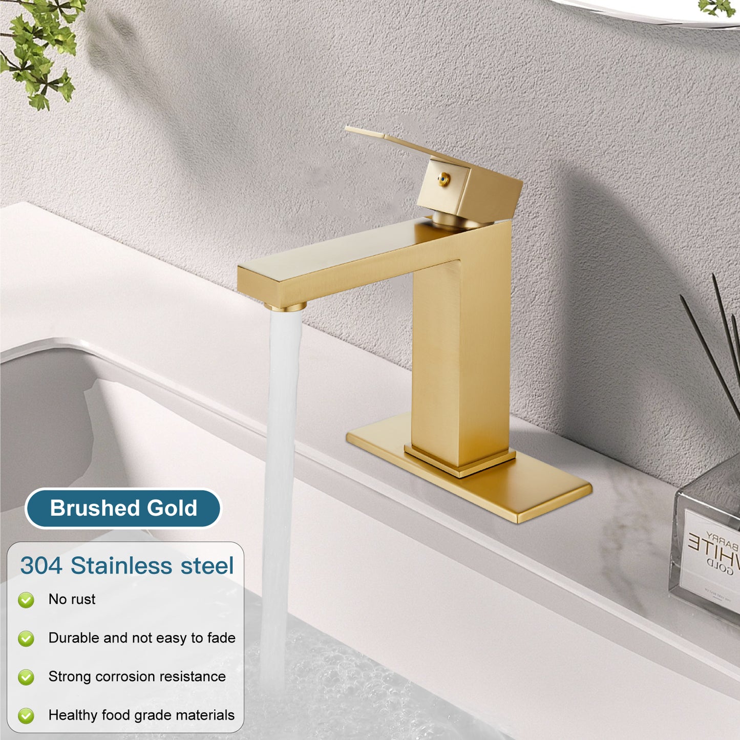 
                  
                    Midanya  Bathroom Faucet Single Handle Lavatory Vanity Sink Faucet with Pop Up Drain Stopper, Cover Plate and Water Supply Line Stainless Steel Mixing Tap for Bathroom Sink
                  
                