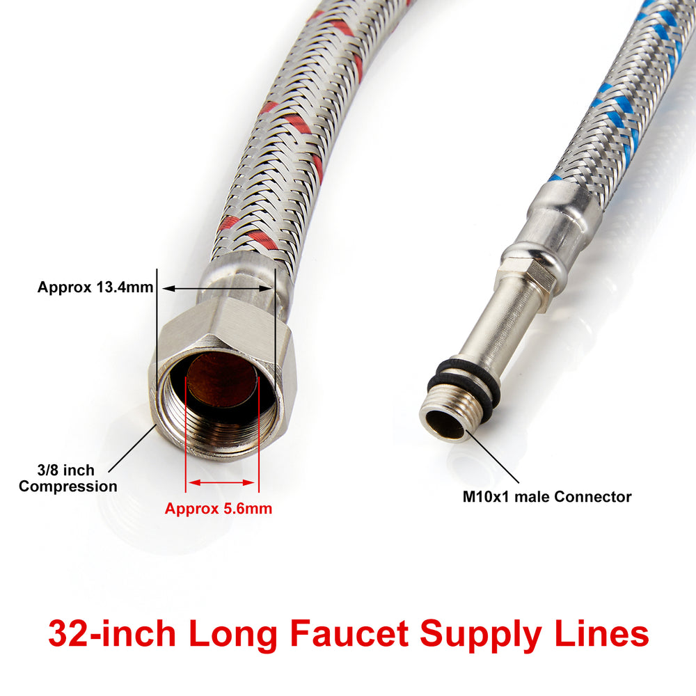 
                  
                    Midanya Faucet Connector, Braided Stainless Steel Supply Hose 3/8-Inch Female Compression Thread x M10 Male Connector, x 2 Pcs (1 Pair)
                  
                