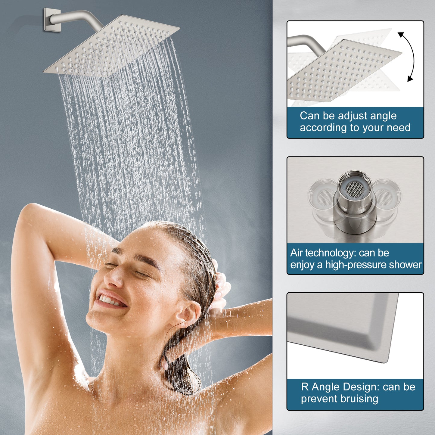 Stainless Steel Shower Faucet Bathroom Shower Combo Set with Handheld Spray