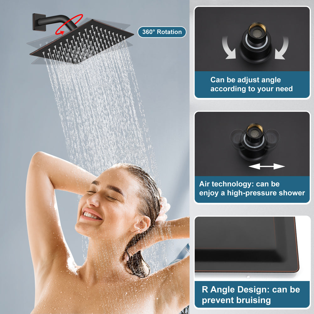 
                  
                    Midanya Rain Shower System Wall Mount Shower Faucet Set 8 Inch Square High Pressure Showerhead with Hand Sprayer Rough-In Valve Body and Trim Included Mixer Shower Combo Set Bathroom
                  
                